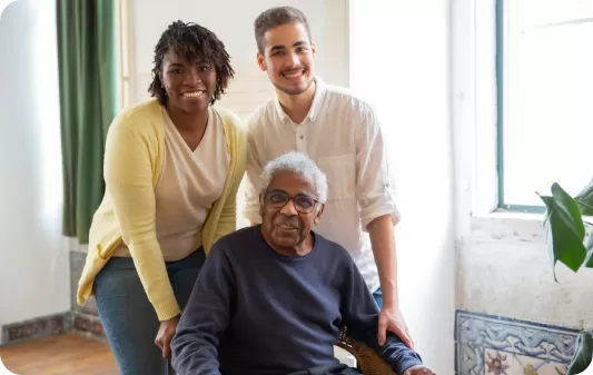 the old man taking care in nursing staff
